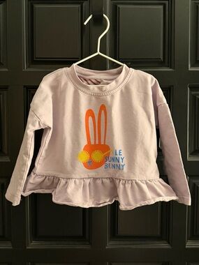 Kid 3T Olive and the Captain long sleeve ruffled purple rabbit top